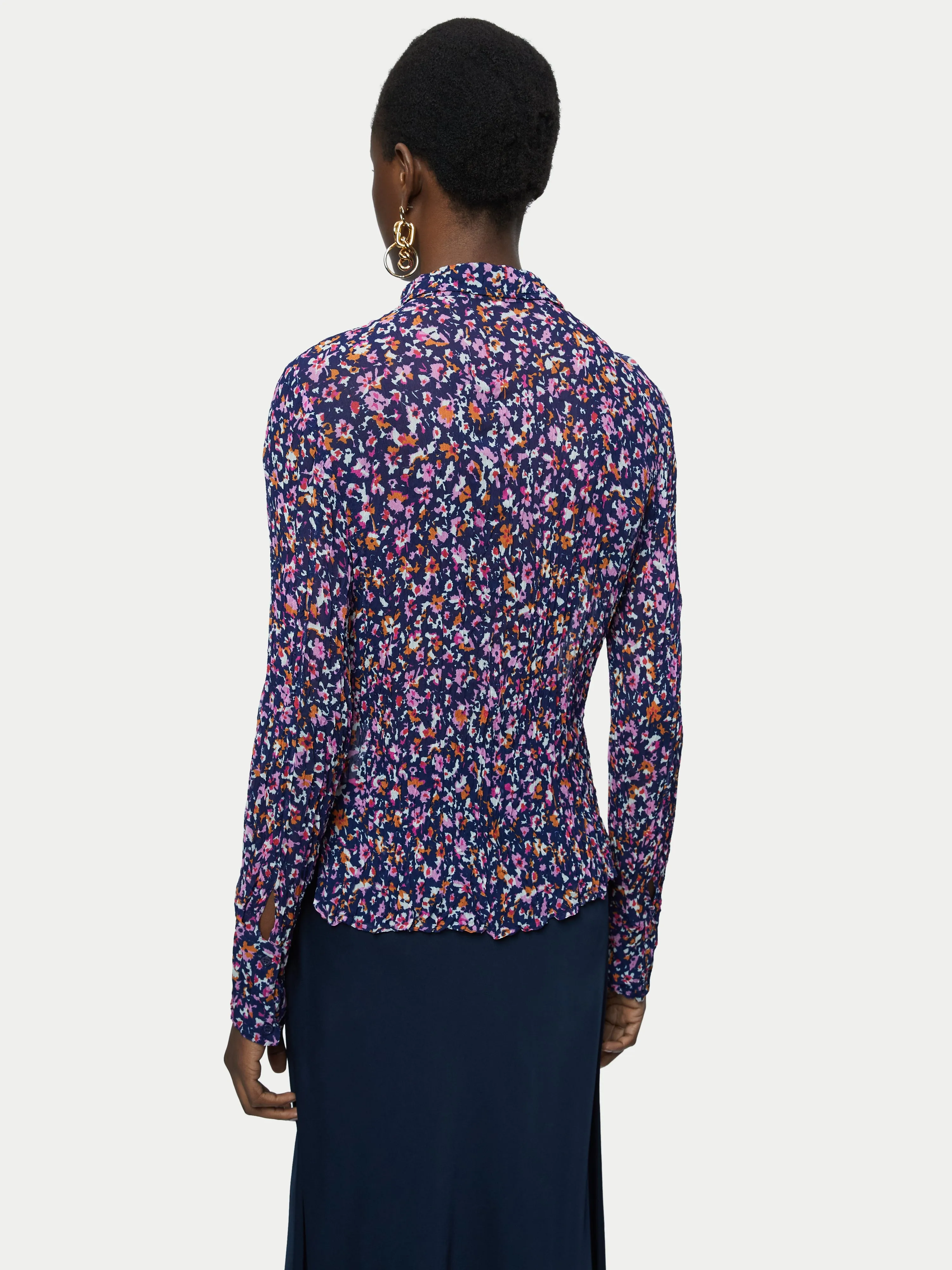 Abstract Floral Crinkled Shirt | Multi