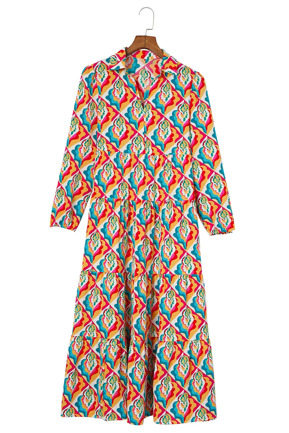 Abstract Geometric Print High Waist Dress