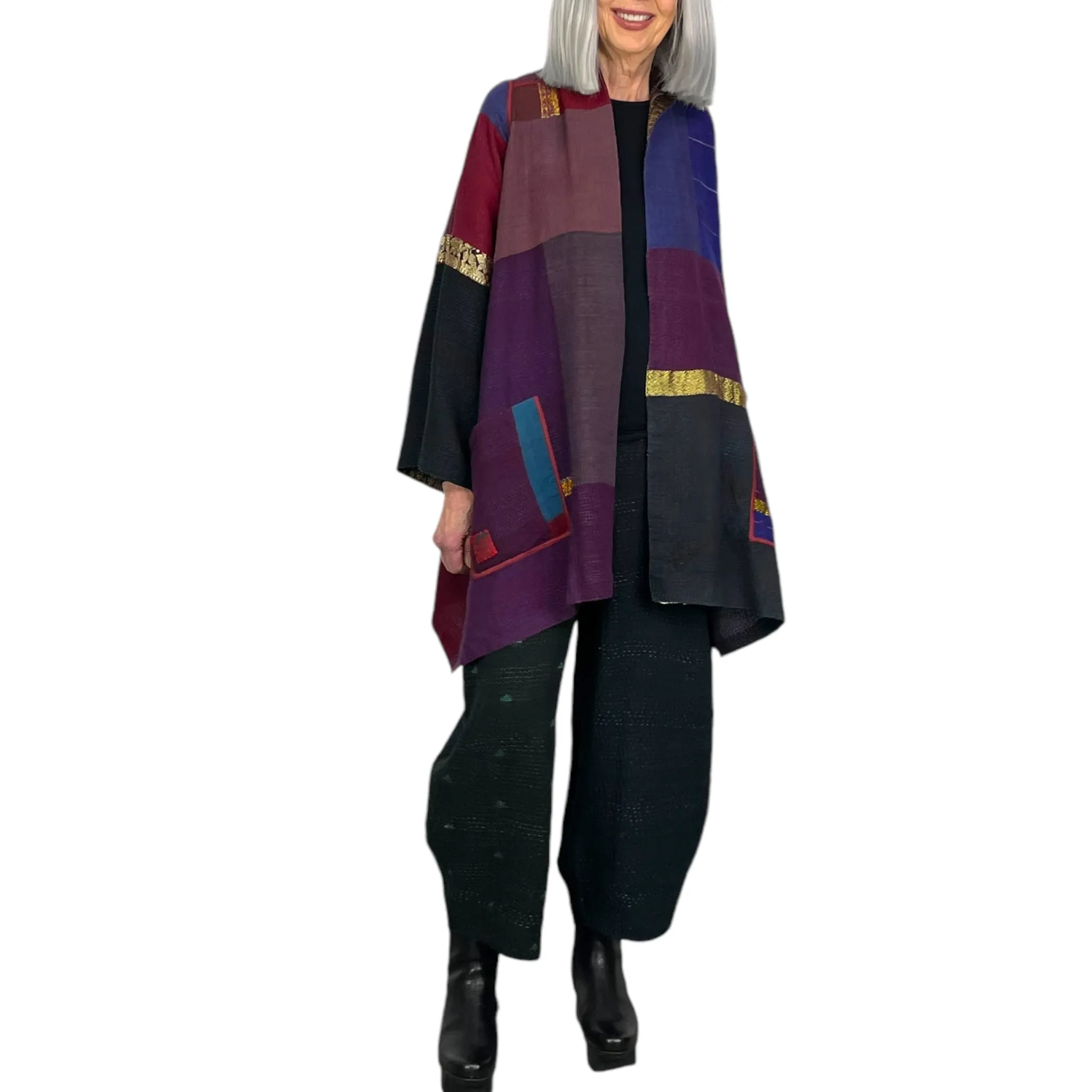 AJRAKH PRINT/OMBRE A-LINE COAT