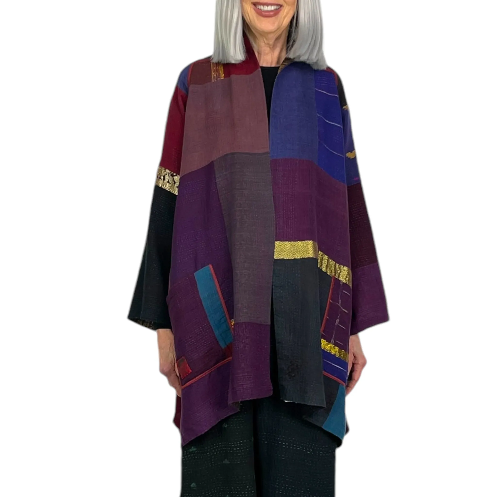 AJRAKH PRINT/OMBRE A-LINE COAT