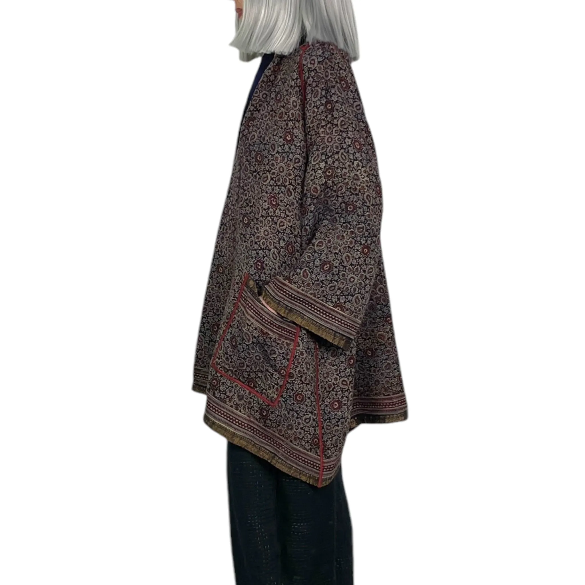 AJRAKH PRINT/OMBRE A-LINE COAT