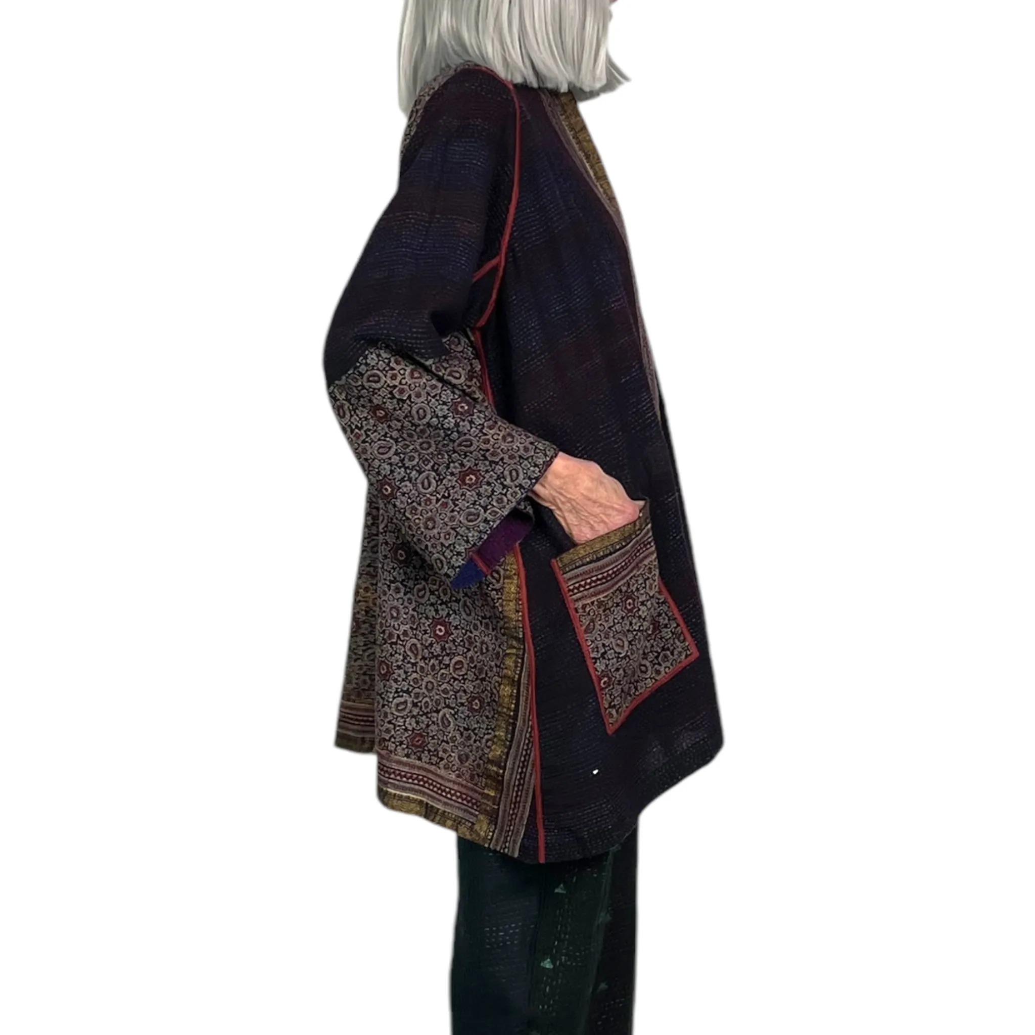 AJRAKH PRINT/OMBRE A-LINE COAT