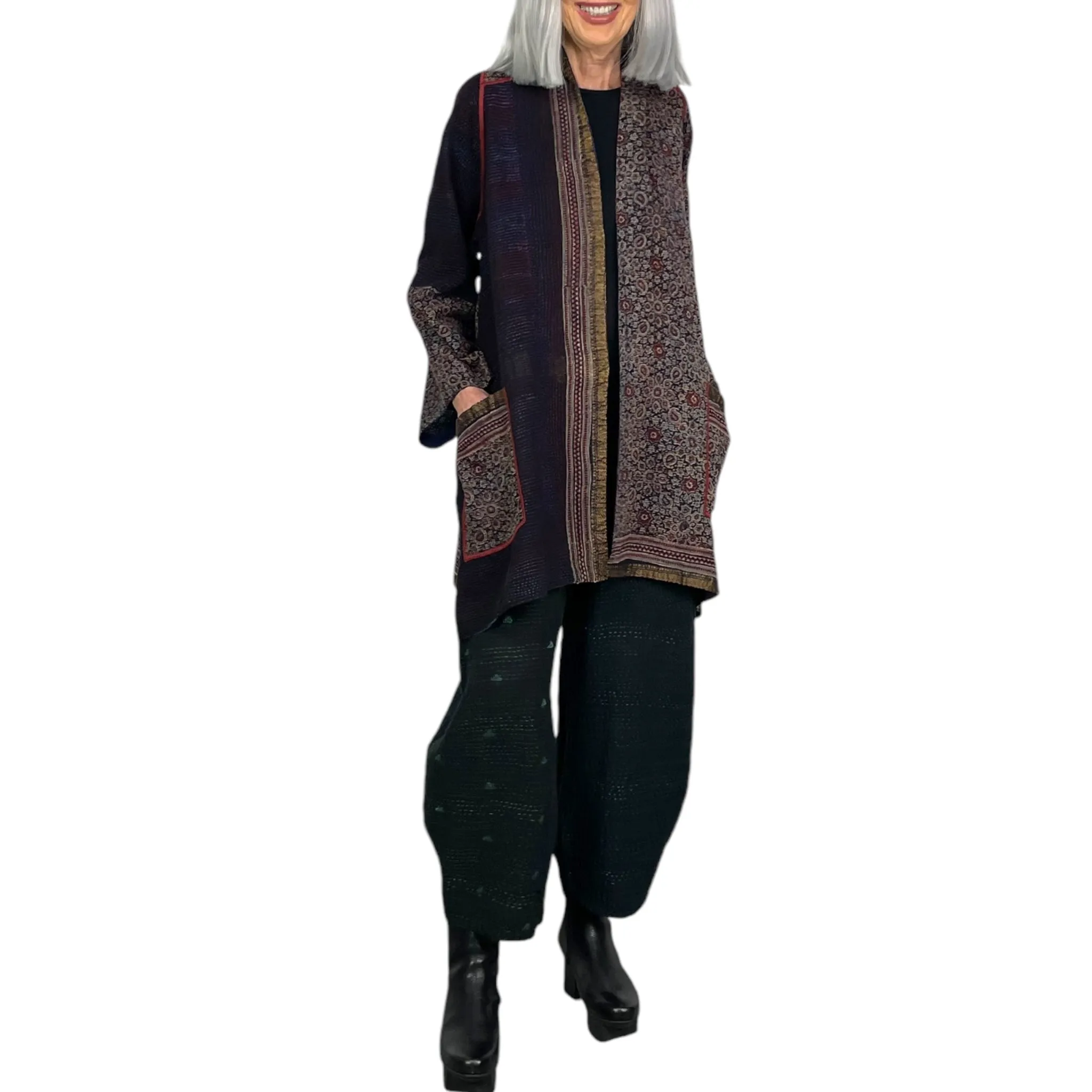 AJRAKH PRINT/OMBRE A-LINE COAT