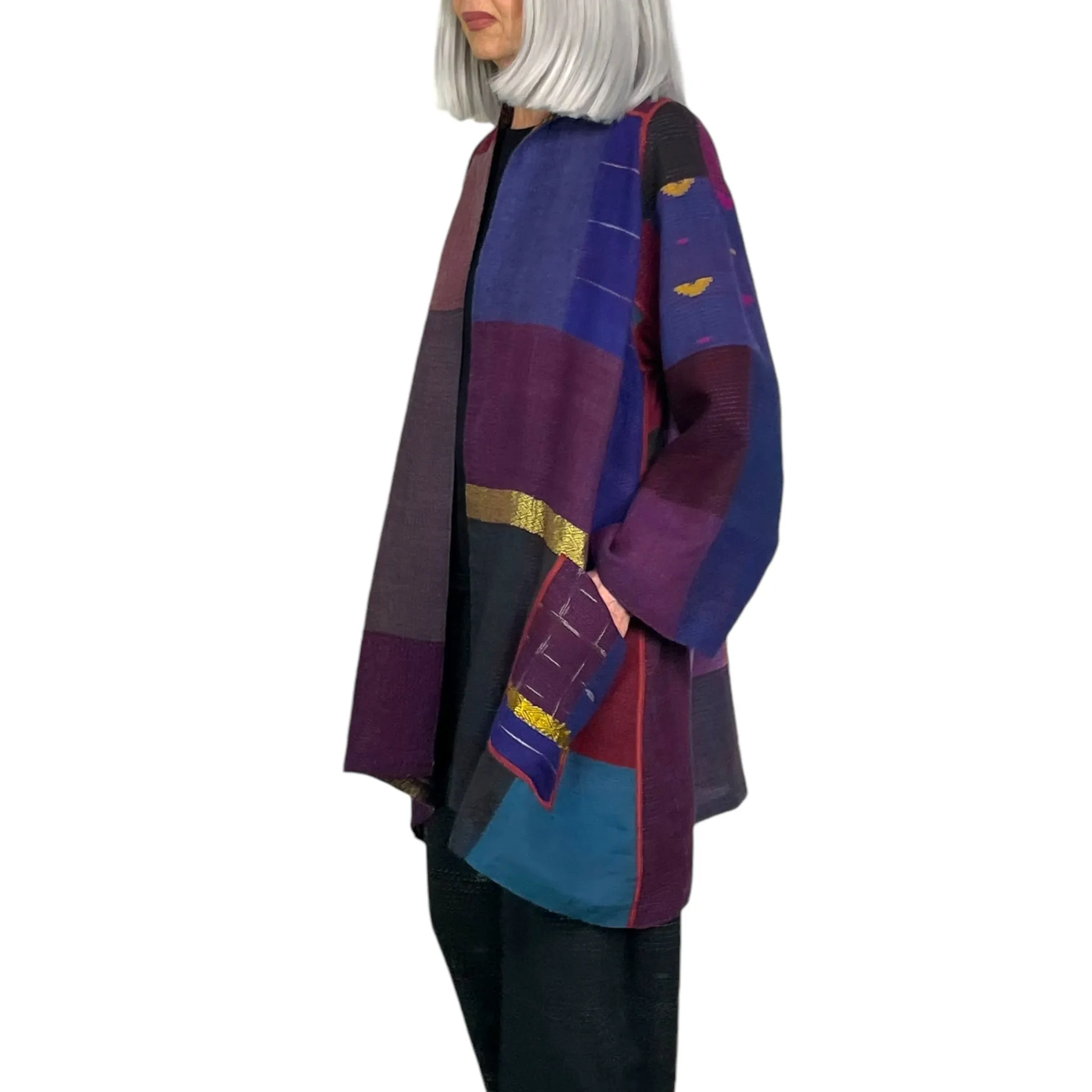 AJRAKH PRINT/OMBRE A-LINE COAT