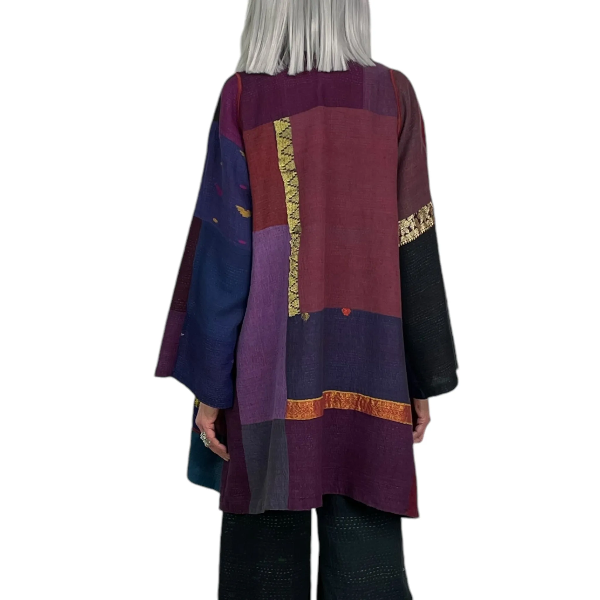 AJRAKH PRINT/OMBRE A-LINE COAT