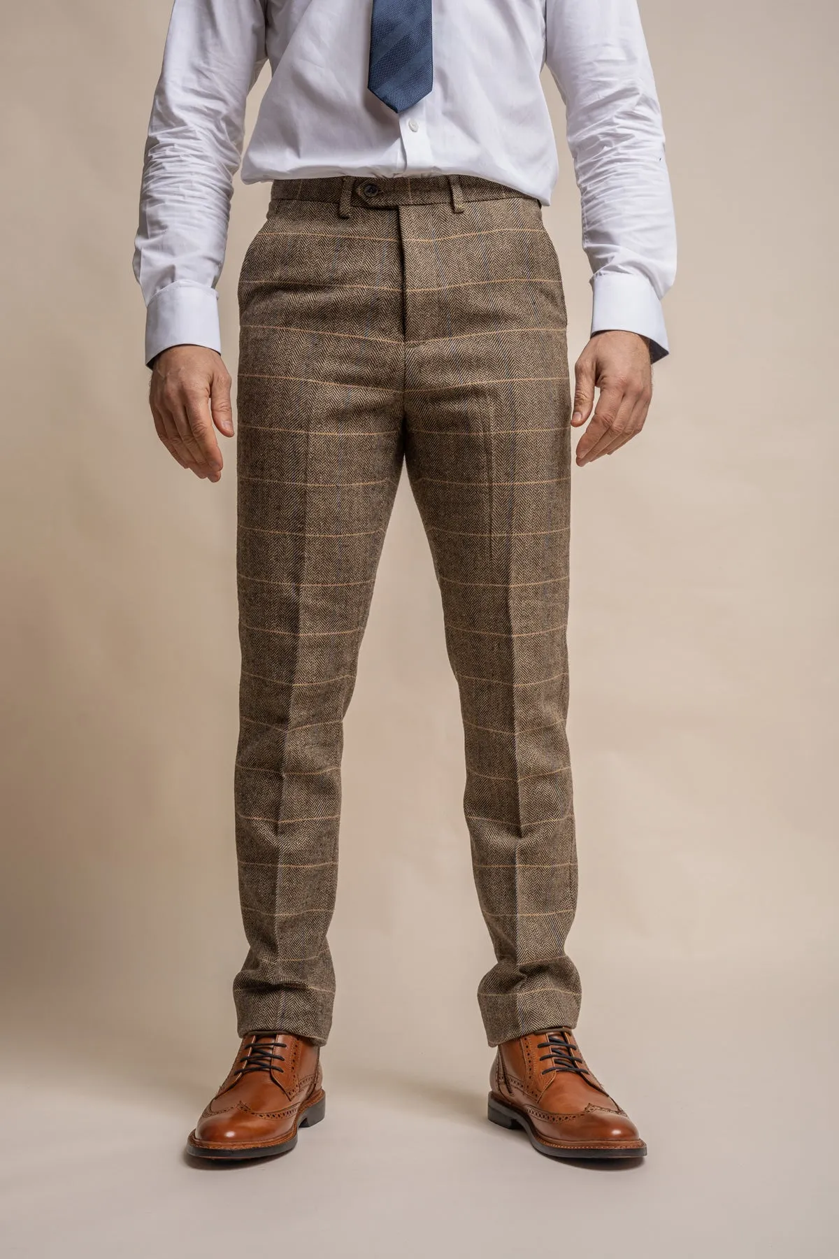 Albert Brown Tweed 3 Piece Wedding Suit