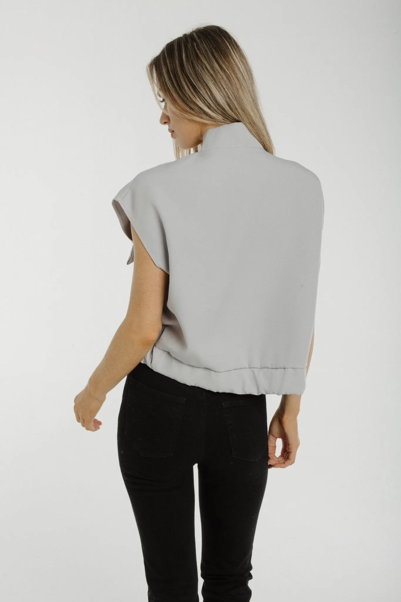 Aria Sleeveless Jacket In Dove Grey