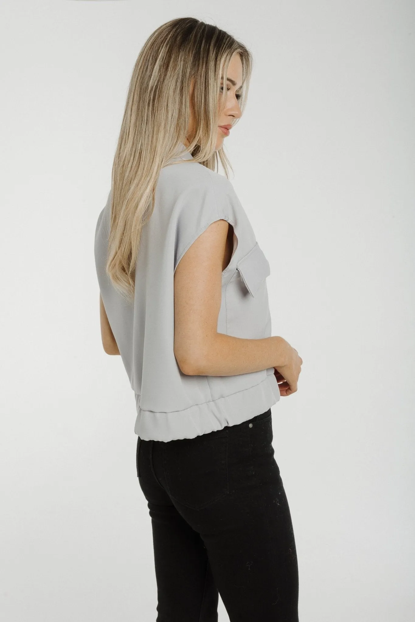 Aria Sleeveless Jacket In Dove Grey