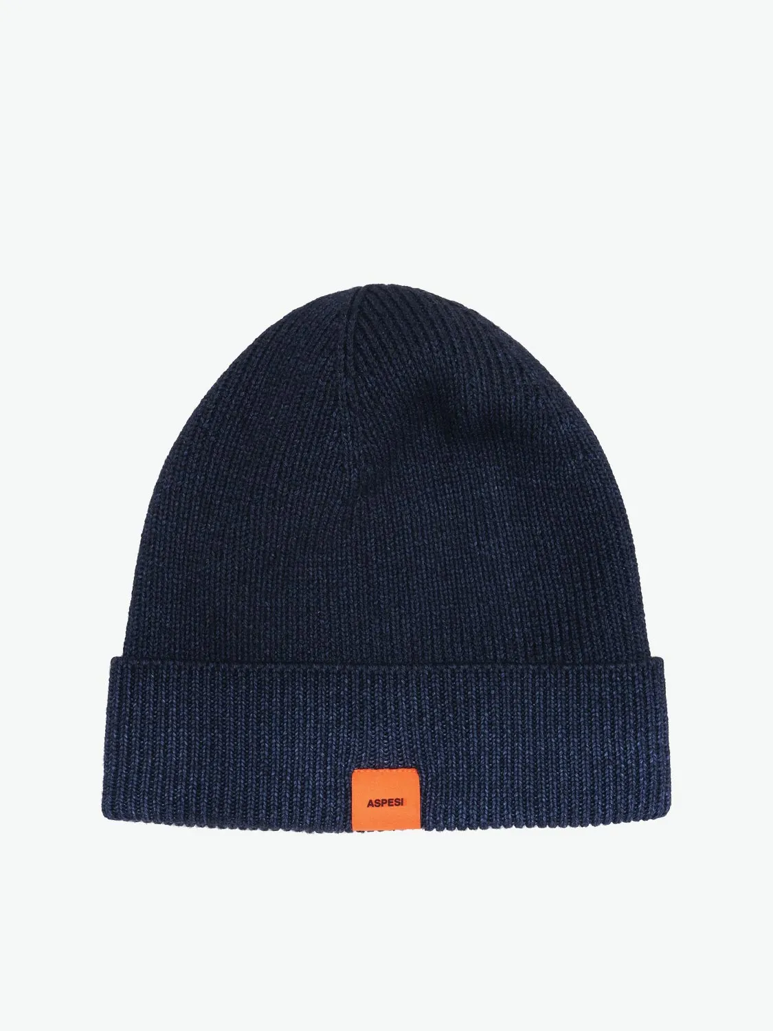 Aspesi Garment Dyed Wool Beanie Hat Blue