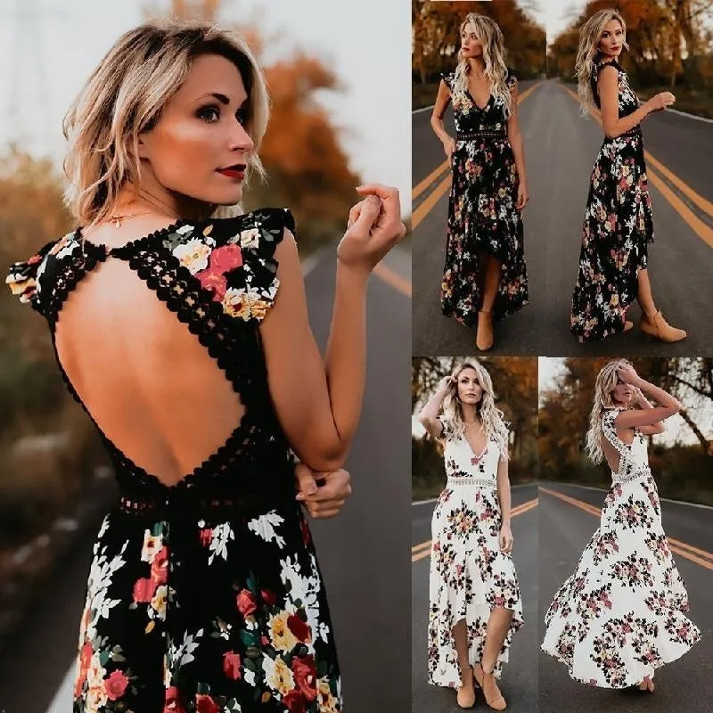 Backless Floral Hollow Out Summer Dress