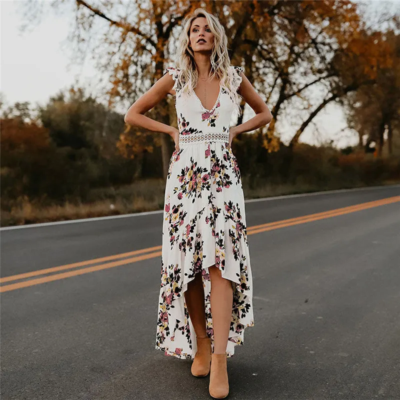 Backless Floral Hollow Out Summer Dress