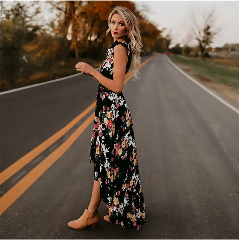 Backless Floral Hollow Out Summer Dress