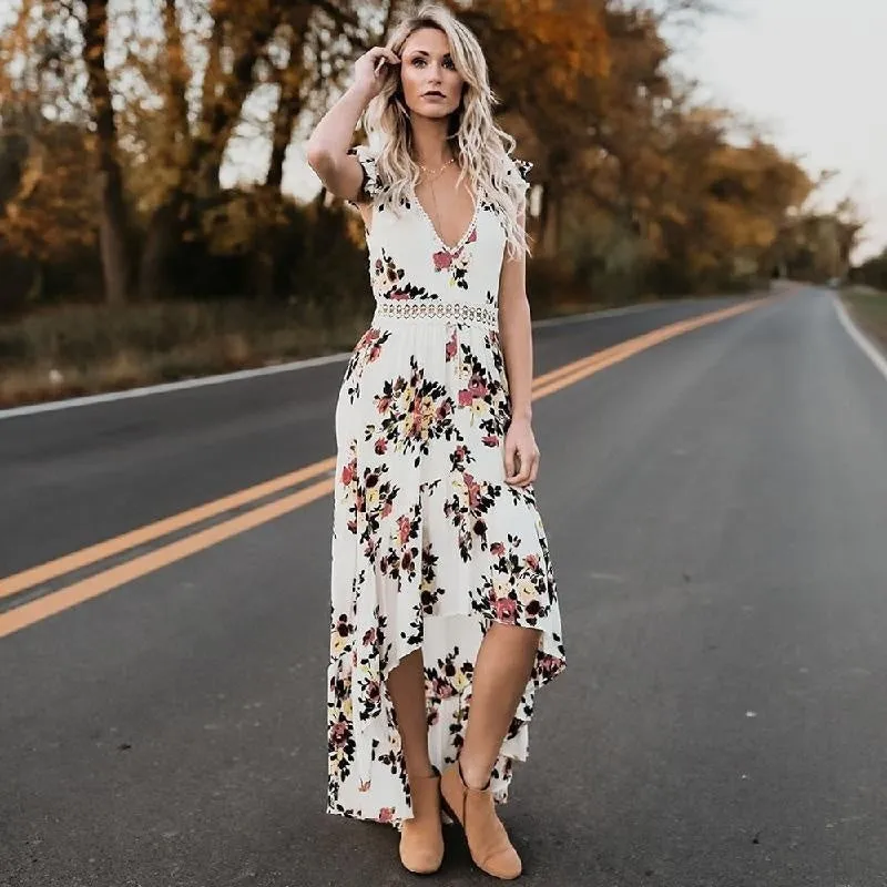 Backless Floral Hollow Out Summer Dress