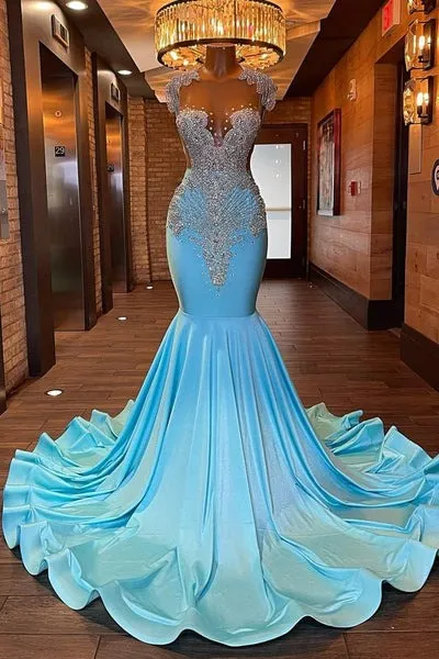 Beautiful long sleeveless beaded mermaid Prom dresses,BD93364