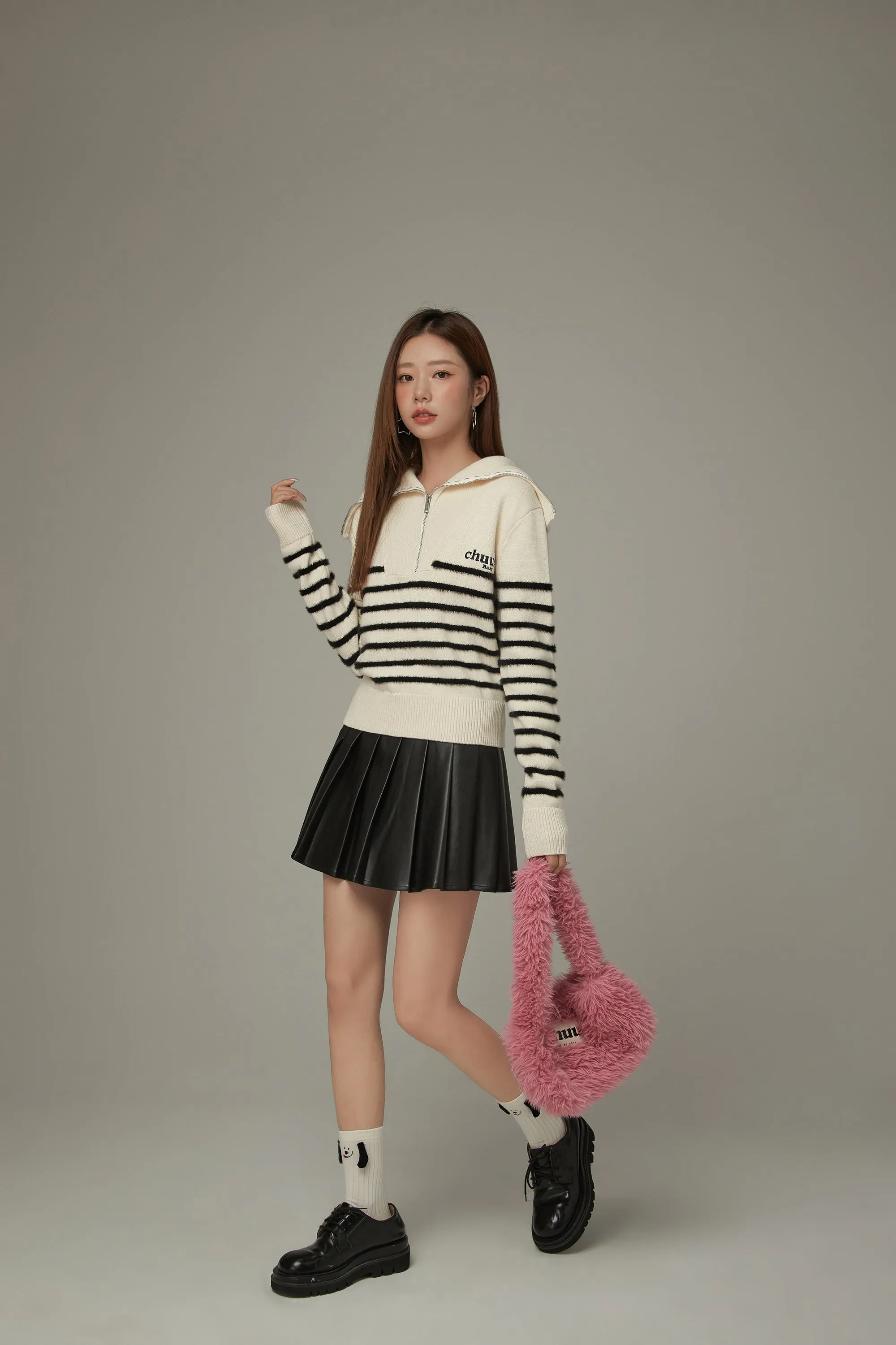 Big Collar Striped Knit Sweater