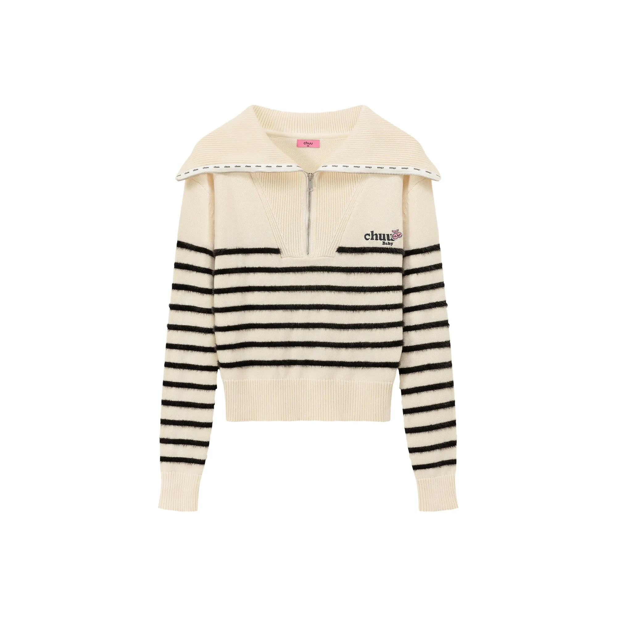 Big Collar Striped Knit Sweater