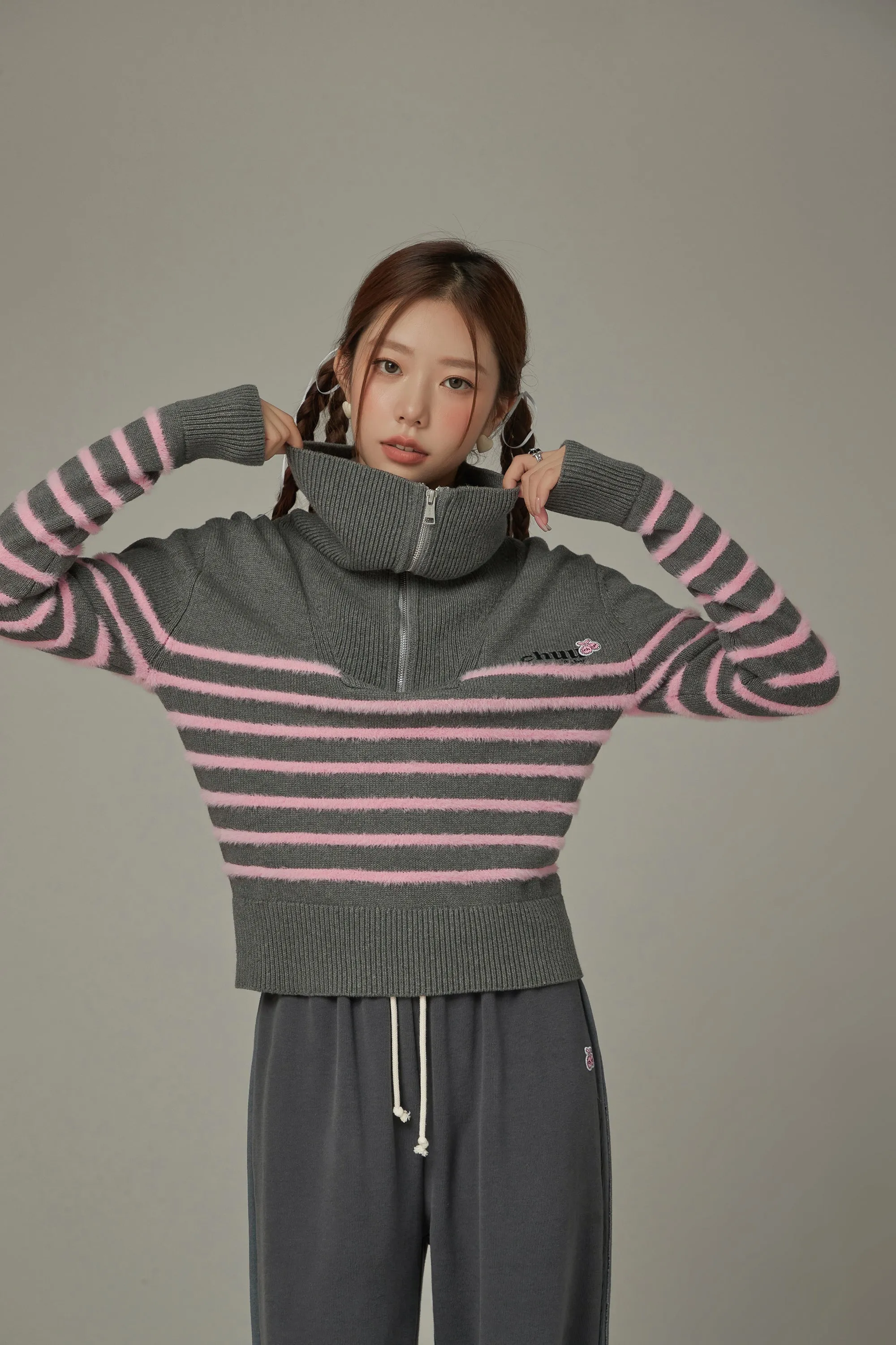 Big Collar Striped Knit Sweater