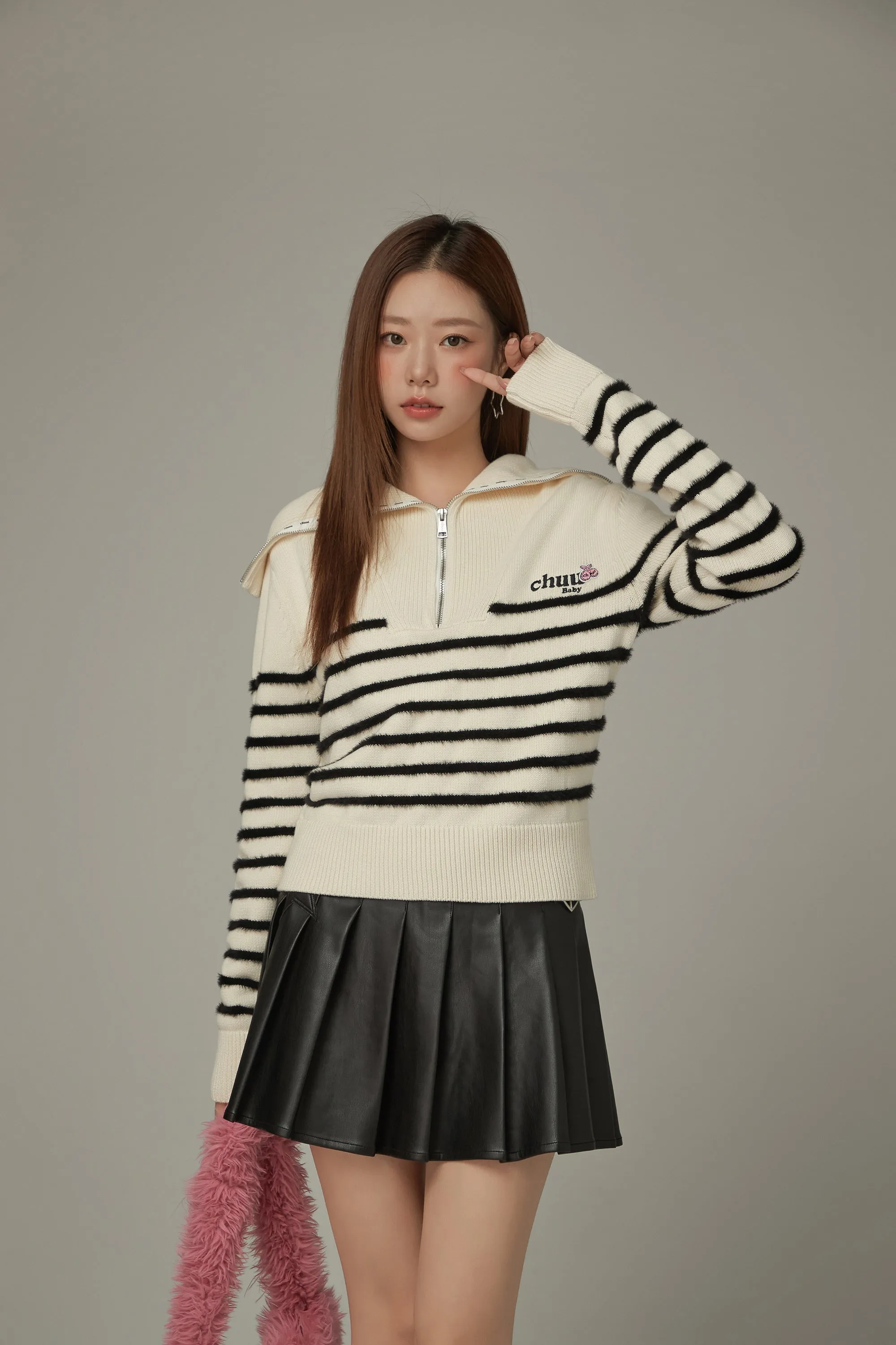 Big Collar Striped Knit Sweater