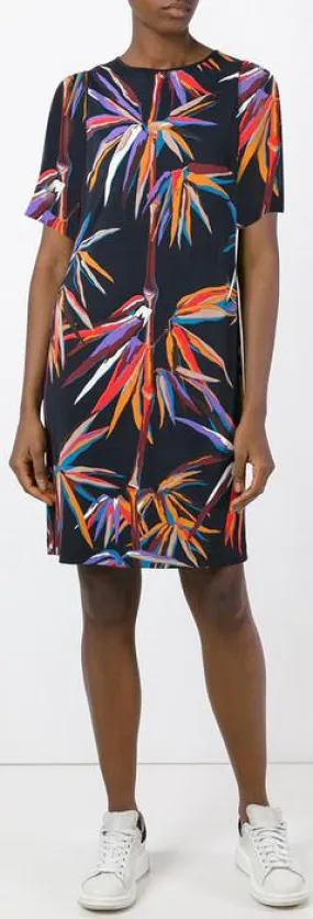 'Bird of Paradise' Print Silk Dress