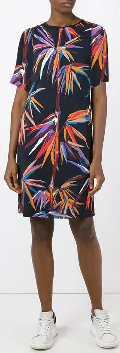 'Bird of Paradise' Print Silk Dress