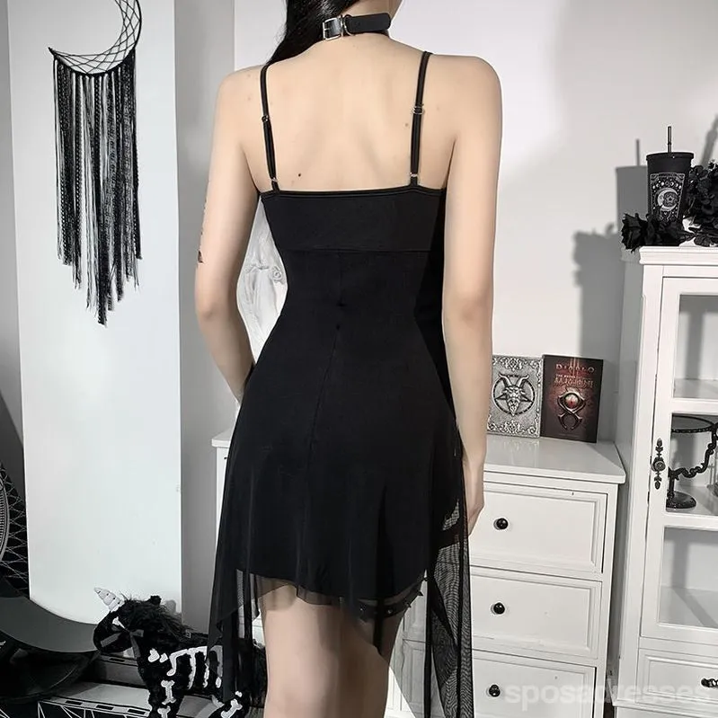 Black A-line Spaghetti Straps Short Homecoming Dresses,Cheap Short Prom Dresses,CM948