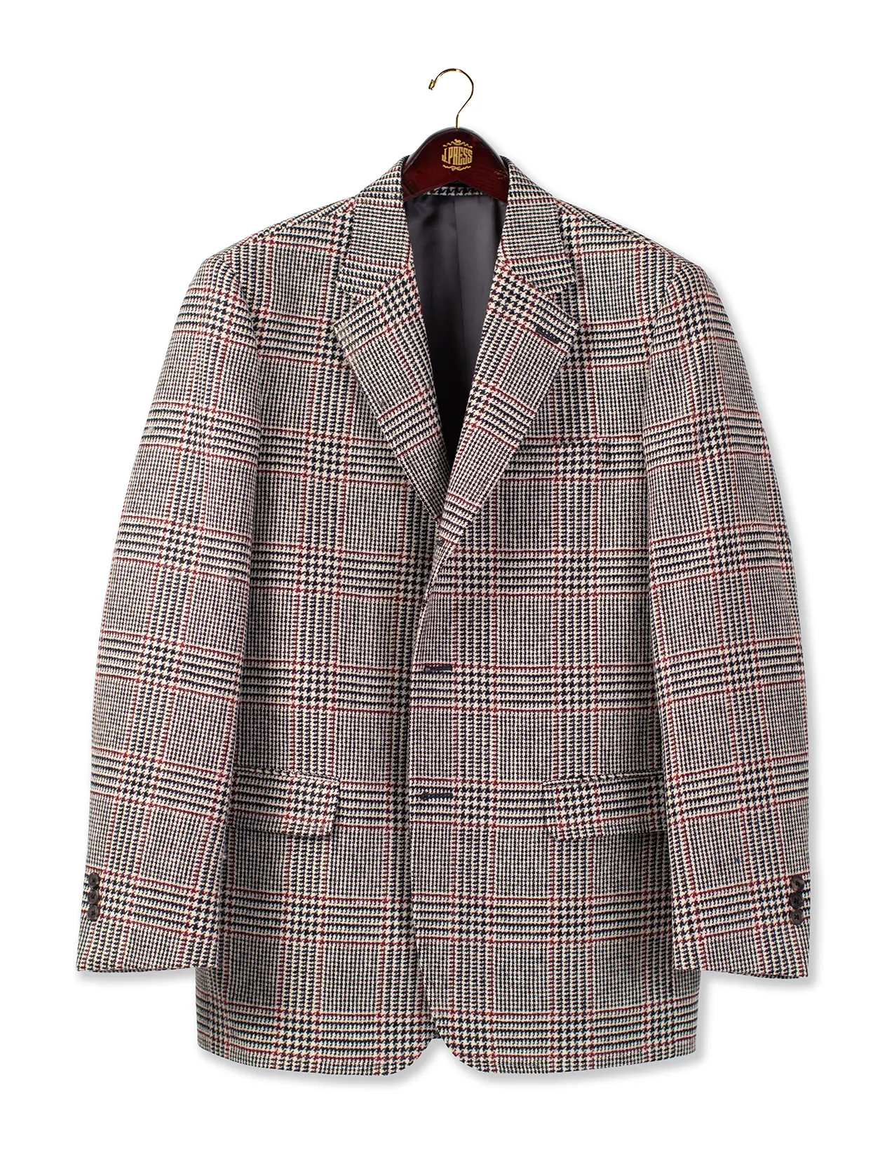 BLACK AND WHITE PLAID W/RED DECO SPORT COAT