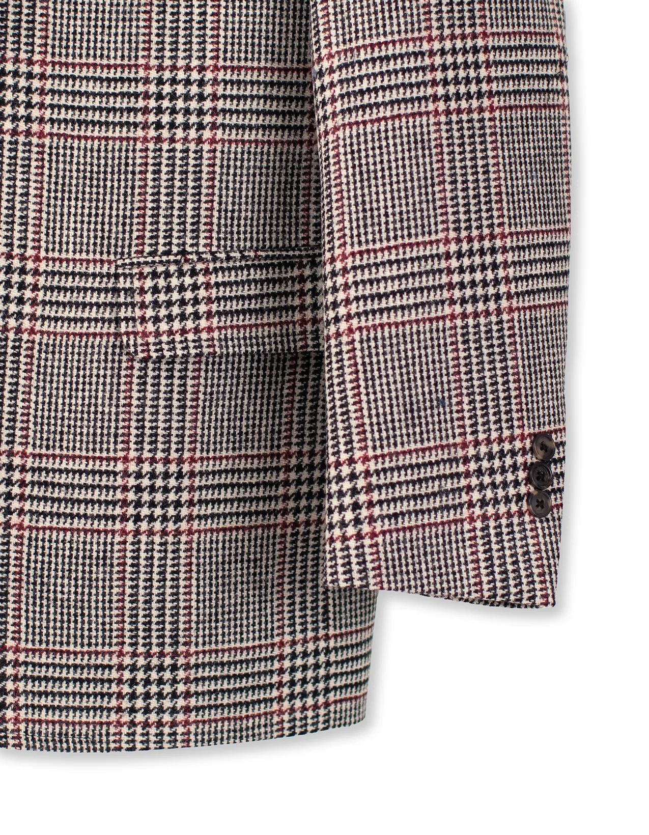 BLACK AND WHITE PLAID W/RED DECO SPORT COAT