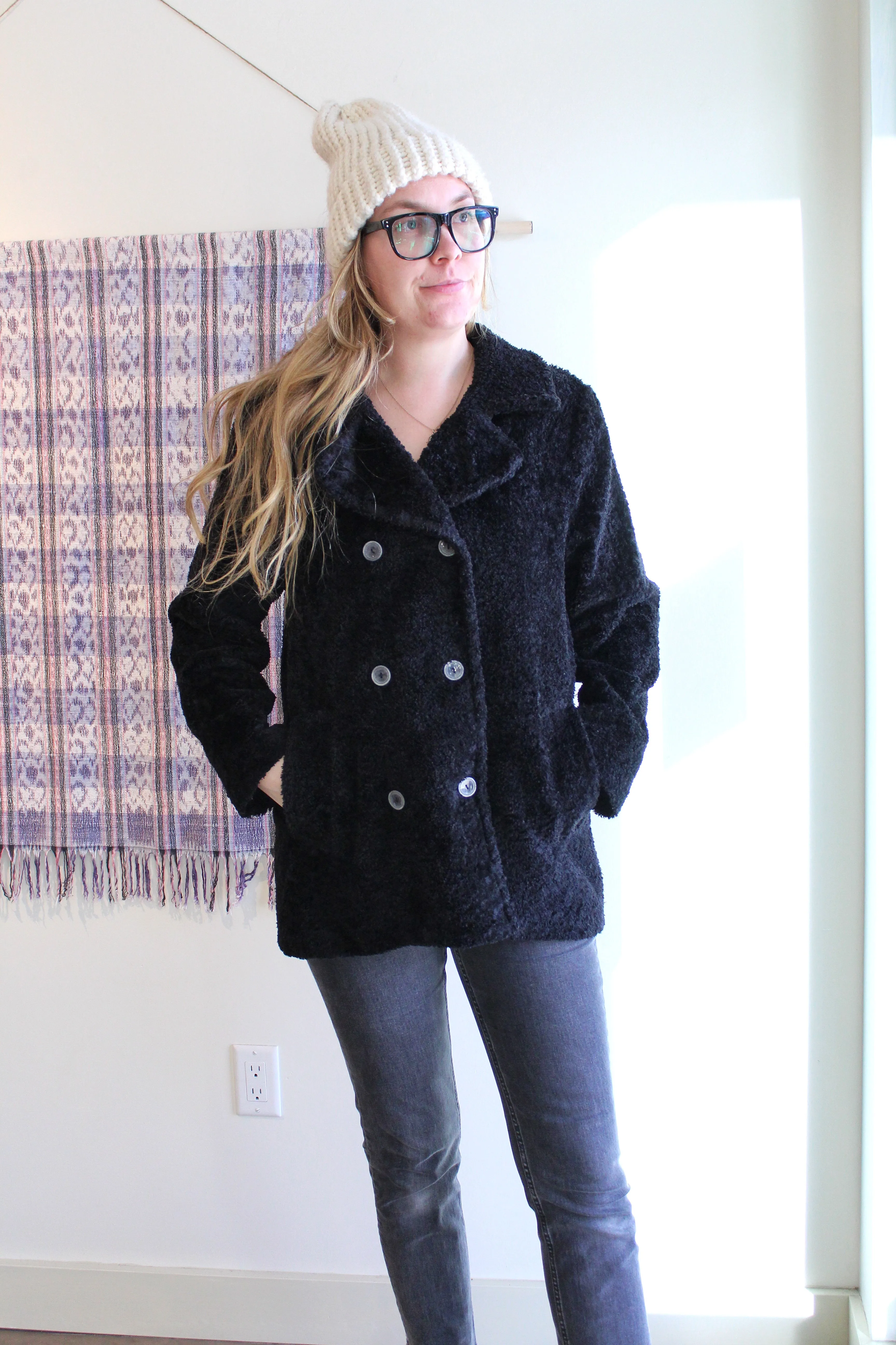 Black Teddy Pea Coat