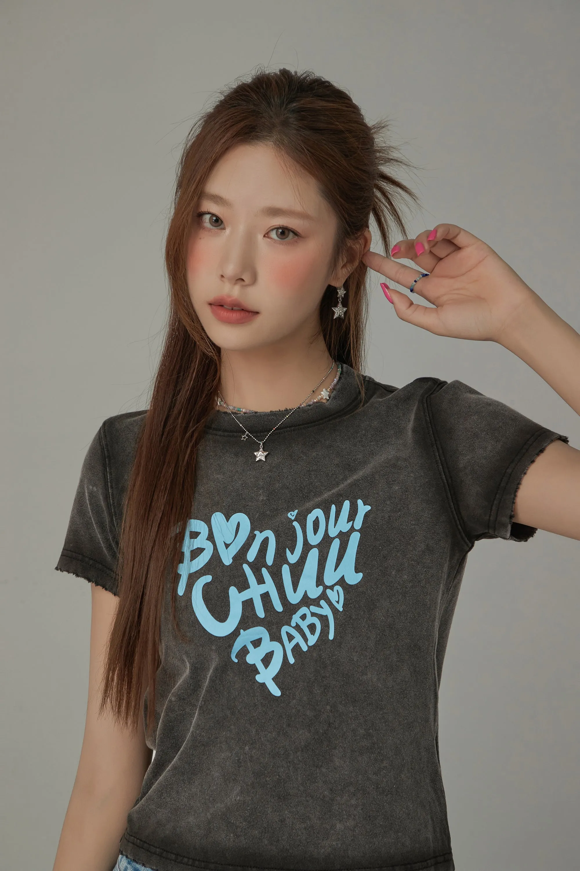 Bonjour Logo Lettering Sporty T-Shirt