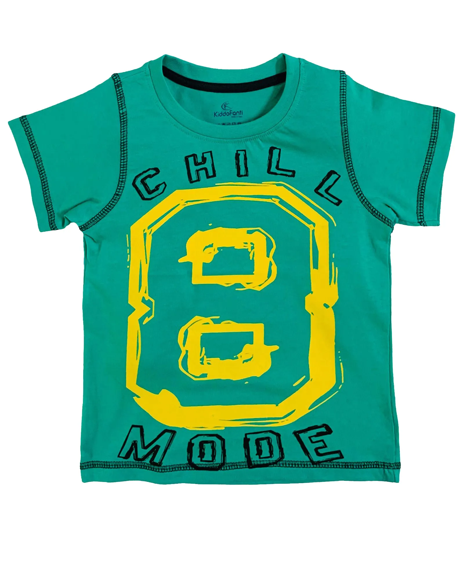 Boys Cotton T-shirt with Print and Knee length Shorts Set