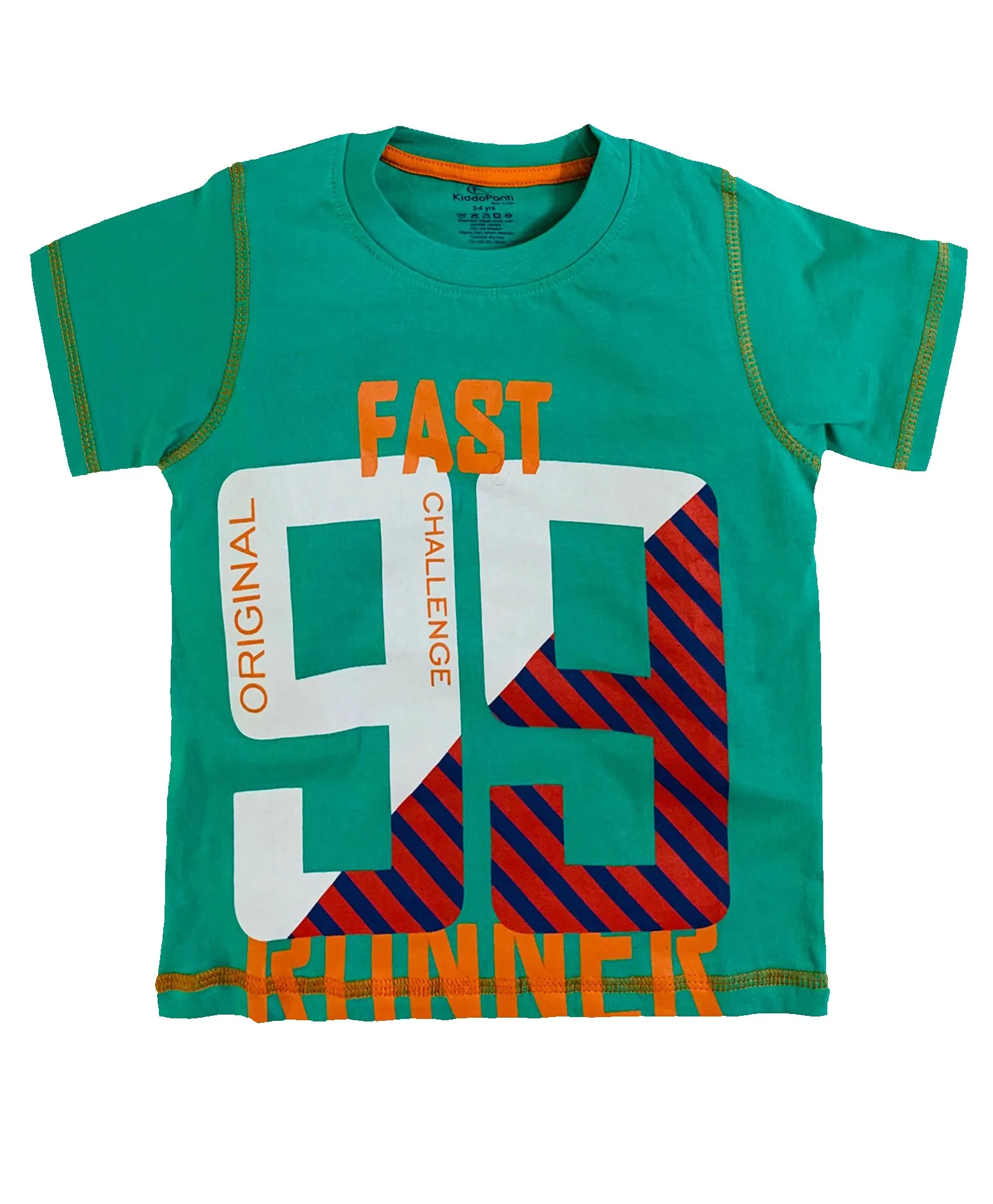 Boys Cotton T-shirt with Print and Knee length Shorts Set