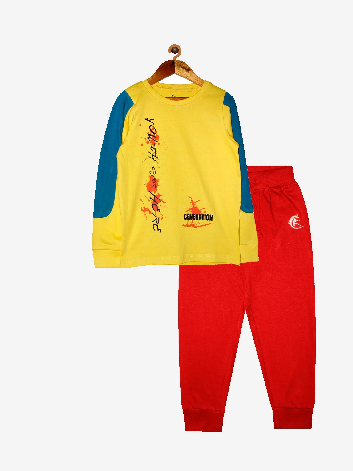 Boys Full sleeves Cotton T-shirt with Track Pant Set