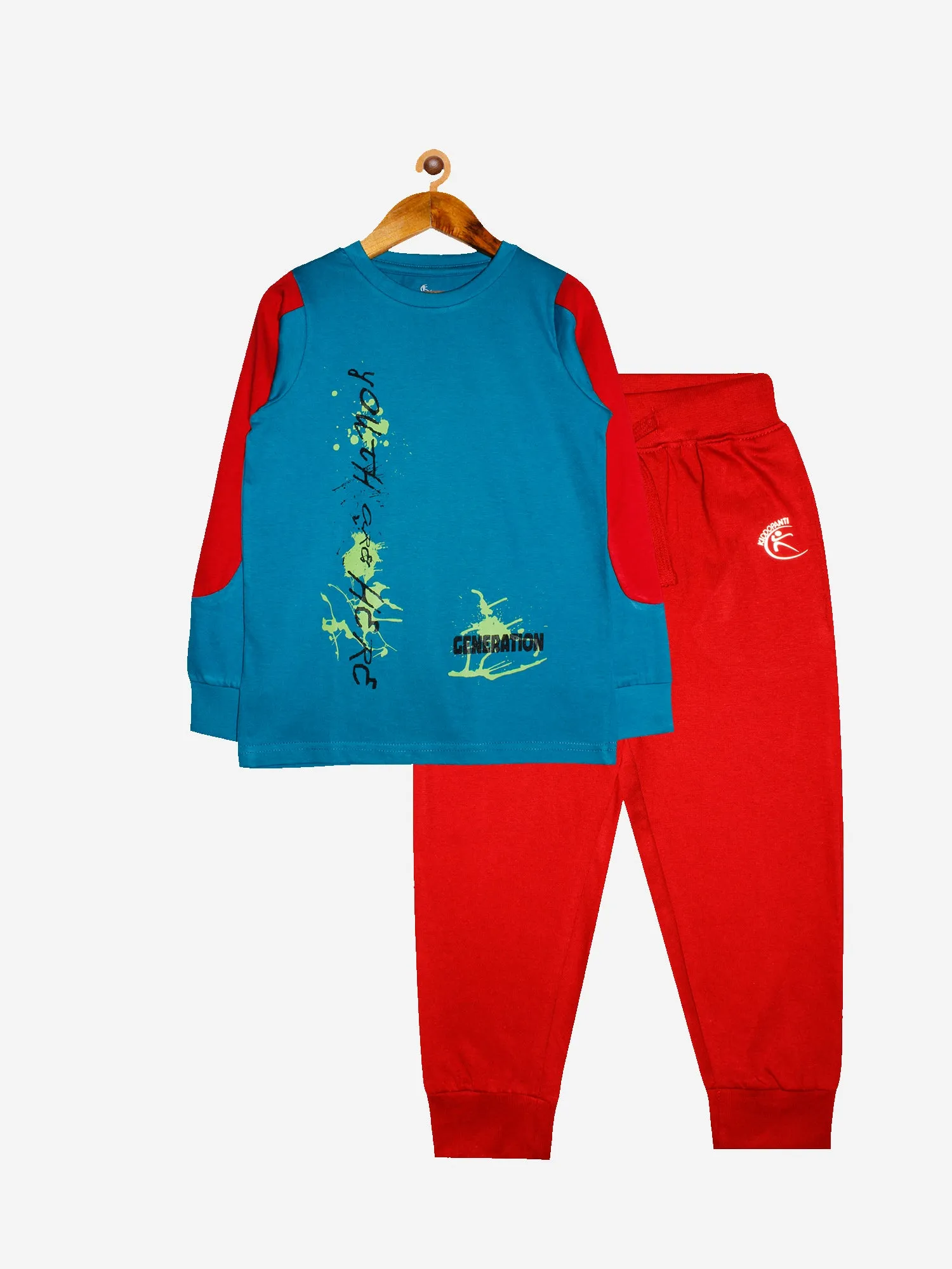 Boys Full sleeves Cotton T-shirt with Track Pant Set