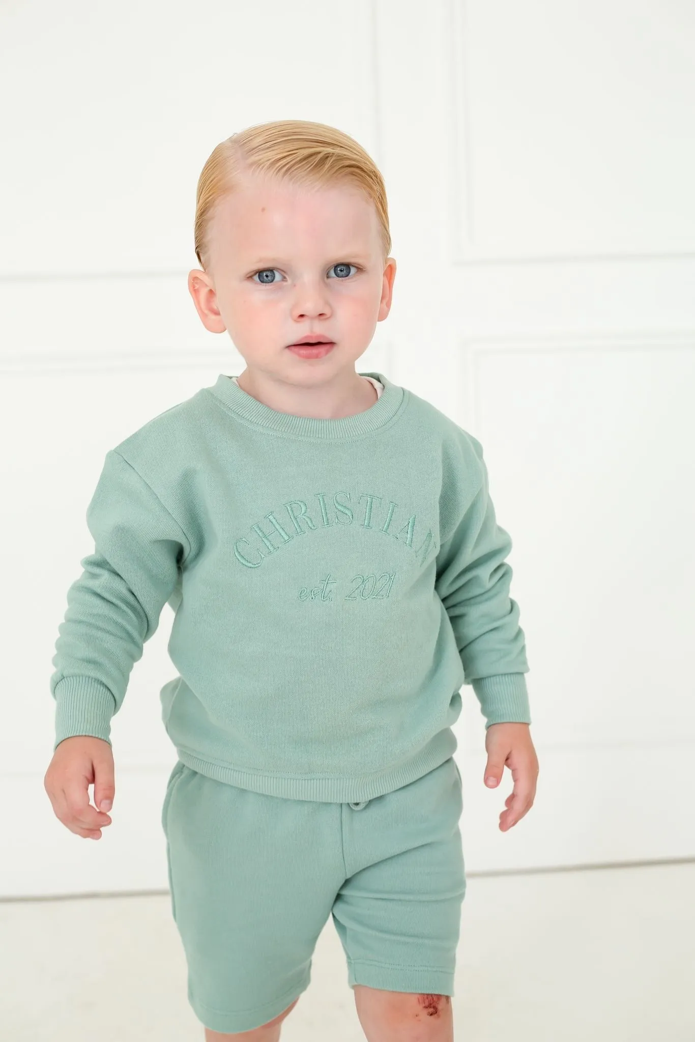 Boys Green Est Sweater and Short Set