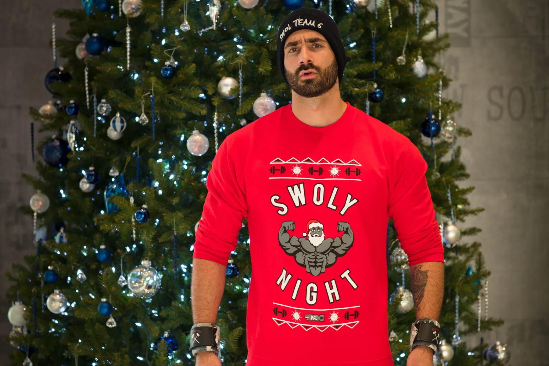 BSL Swoly Night Christmas Sweater - Red