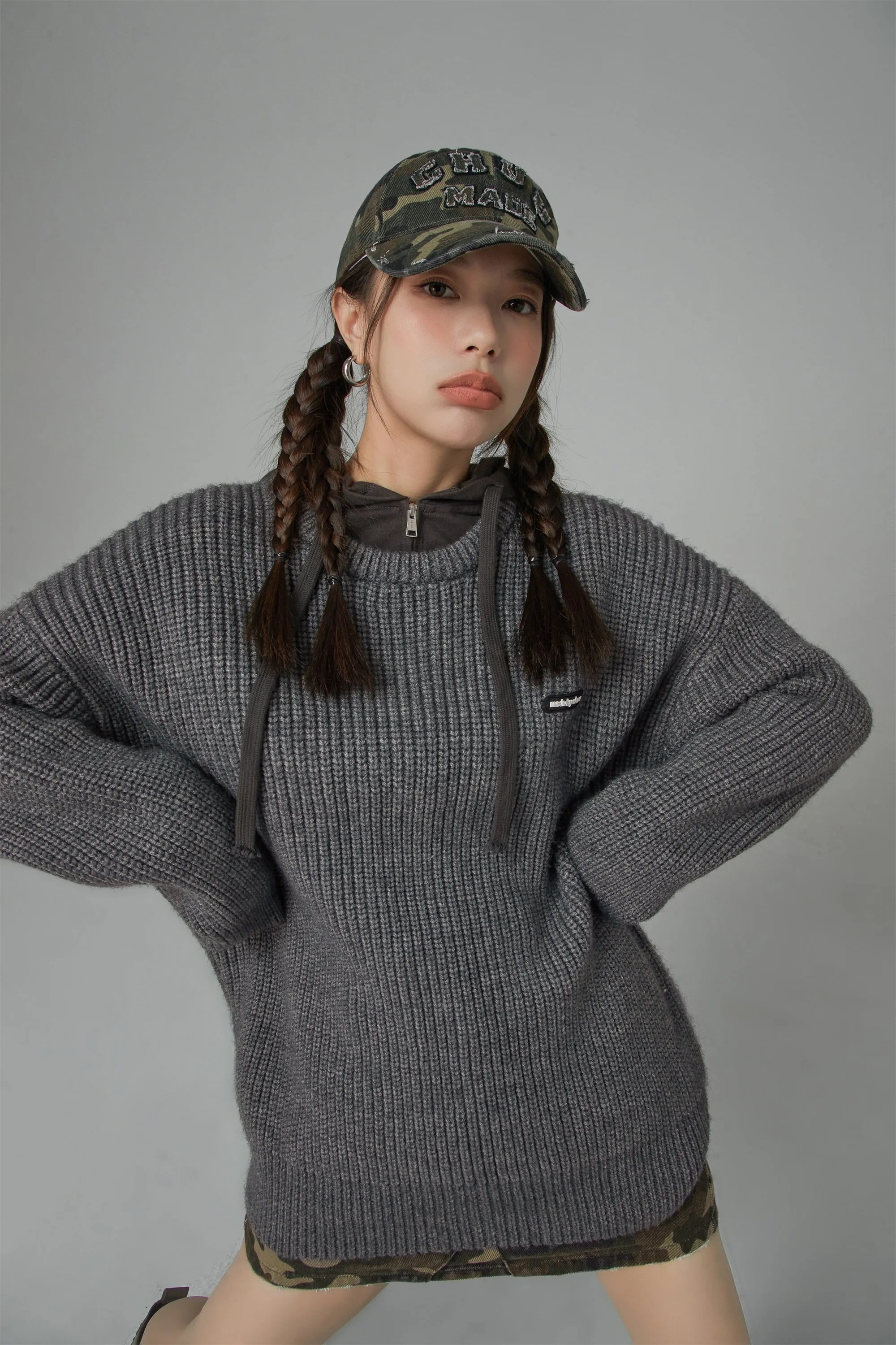 By The Riviera Round Neck Loose Fit Knit Sweater