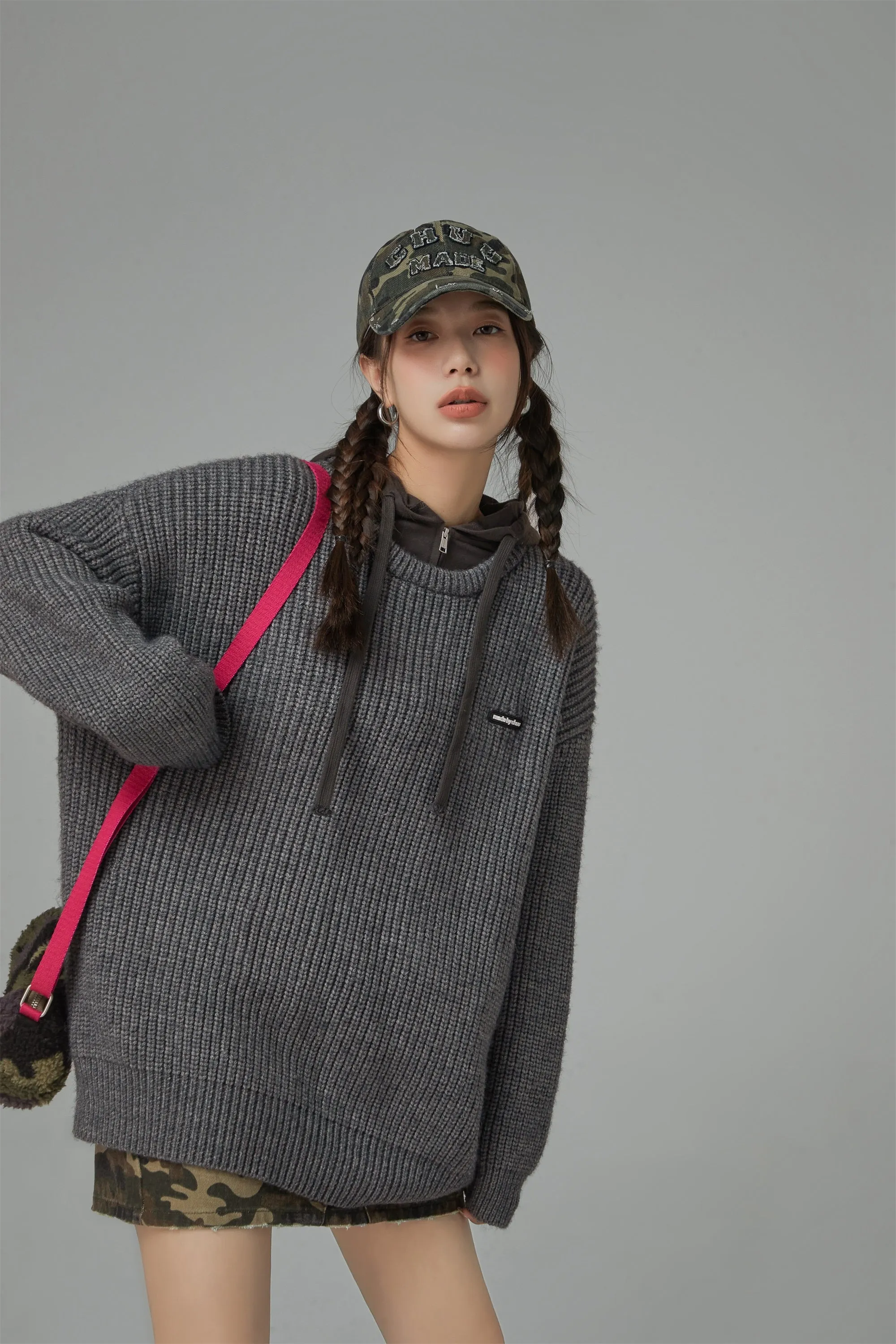 By The Riviera Round Neck Loose Fit Knit Sweater