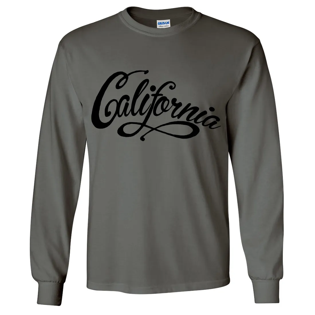 California Beach Script Black Print Long Sleeve Shirt