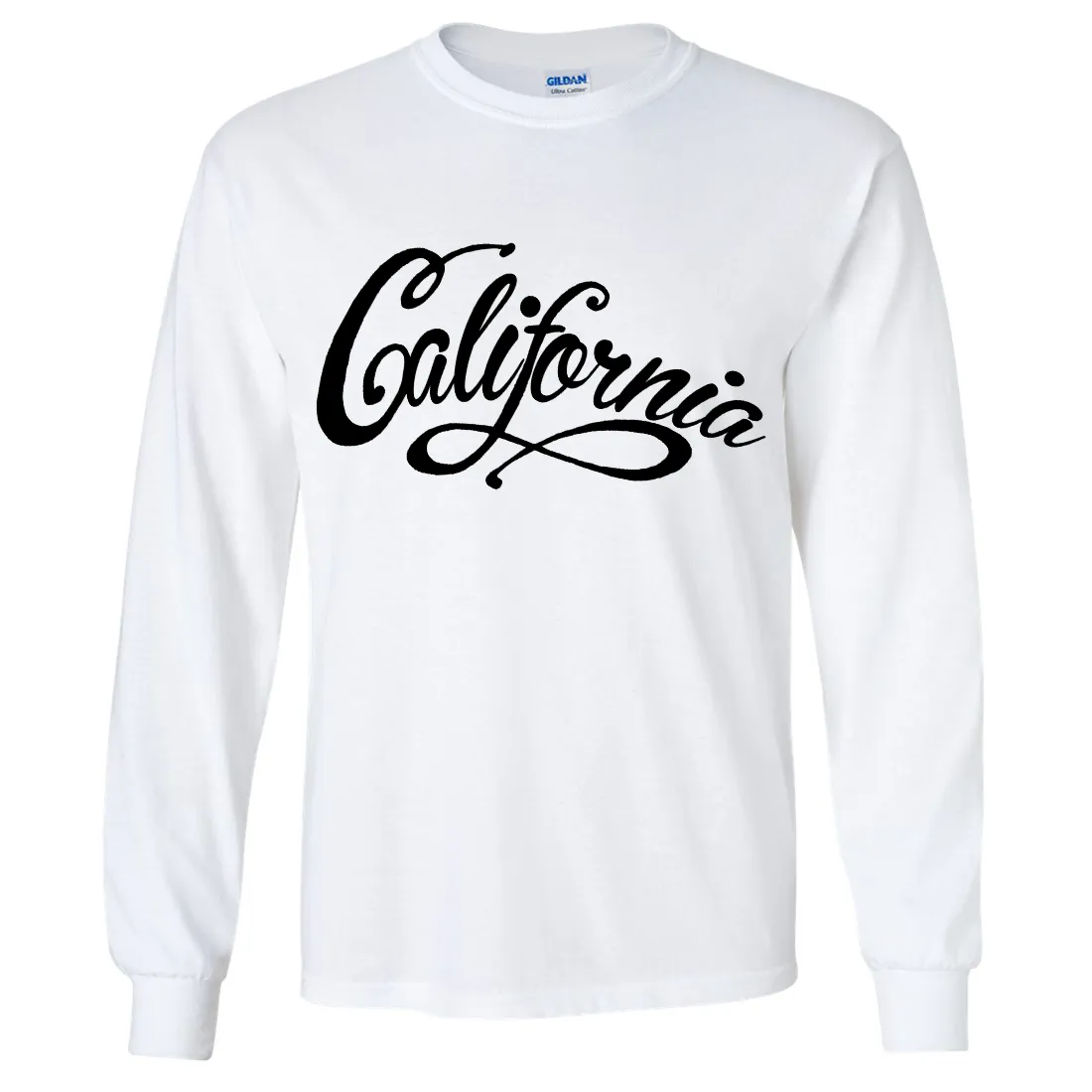 California Beach Script Black Print Long Sleeve Shirt