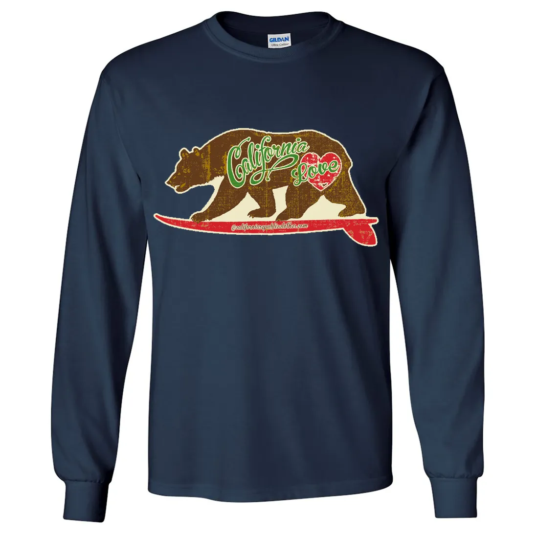 California Love Vintage Surfboard Long Sleeve Shirt