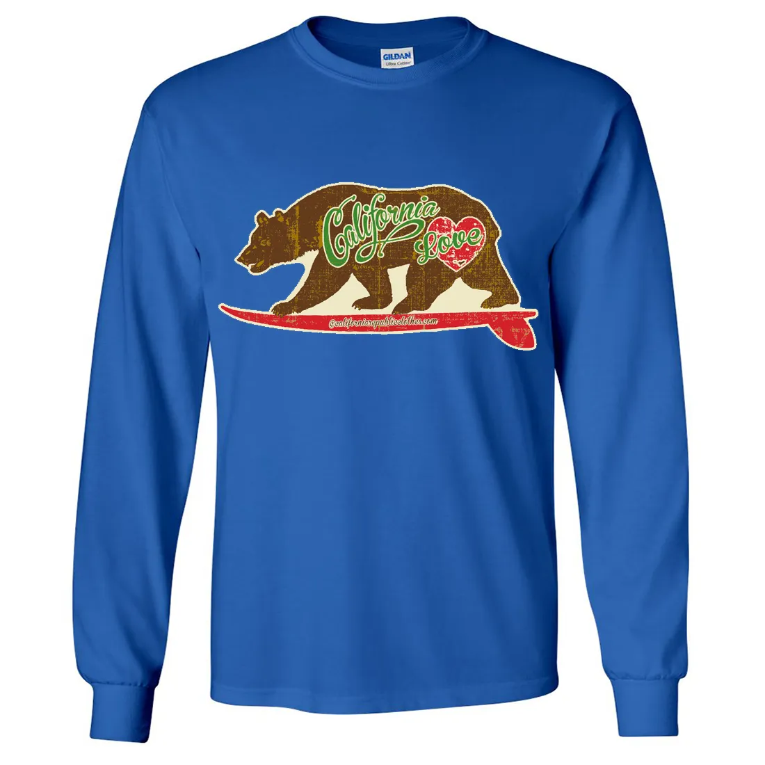 California Love Vintage Surfboard Long Sleeve Shirt