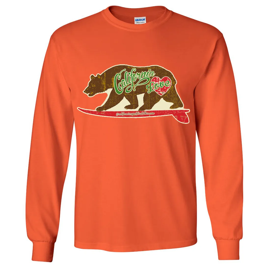 California Love Vintage Surfboard Long Sleeve Shirt