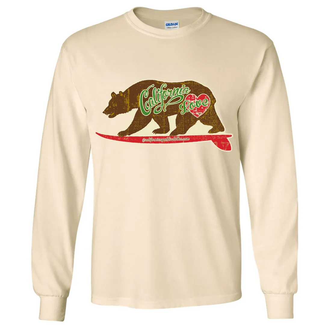 California Love Vintage Surfboard Long Sleeve Shirt