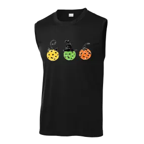 Cat Witch Pumpkin  | Men's Sleeveless Athletic Shirt | 100% Polyester