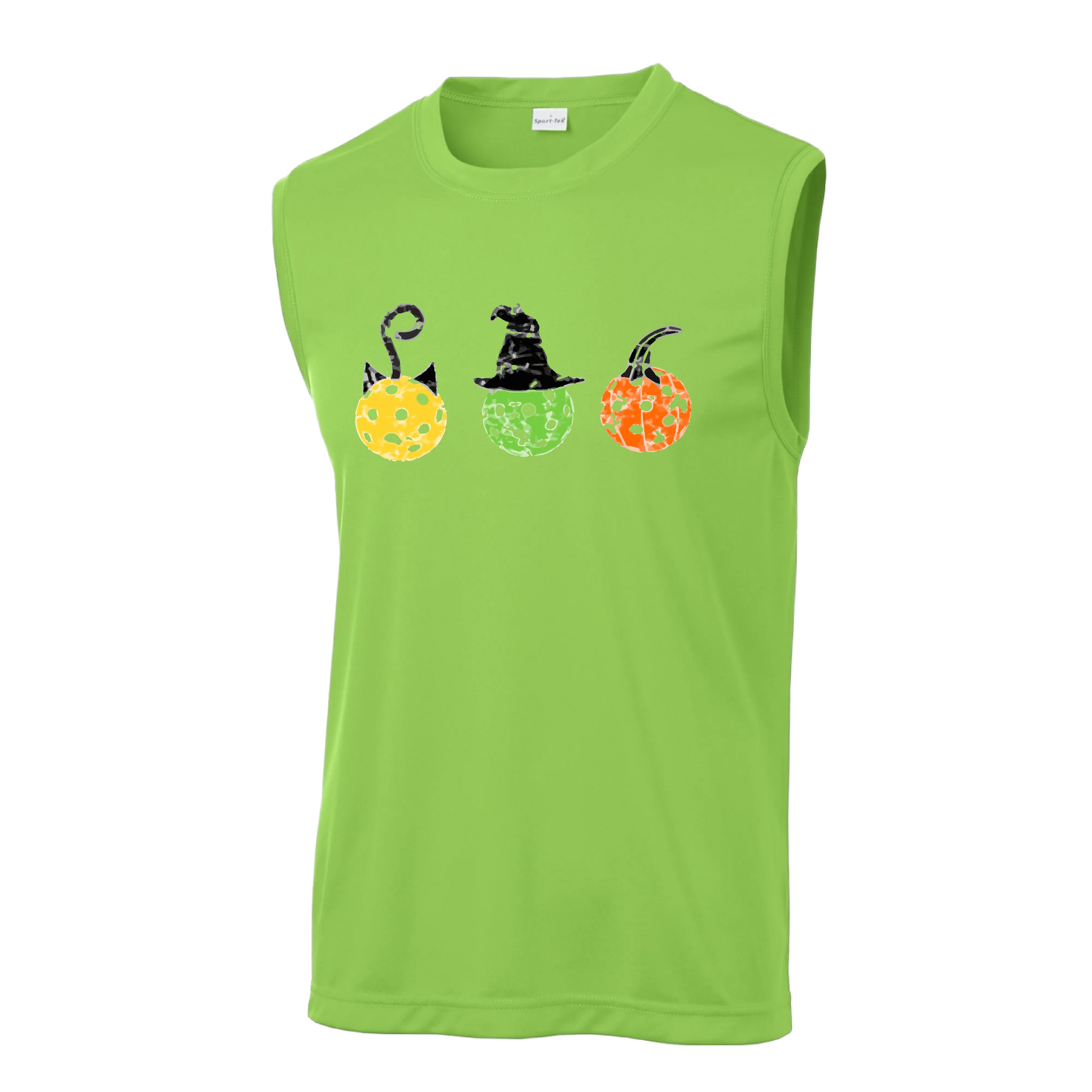 Cat Witch Pumpkin  | Men's Sleeveless Athletic Shirt | 100% Polyester