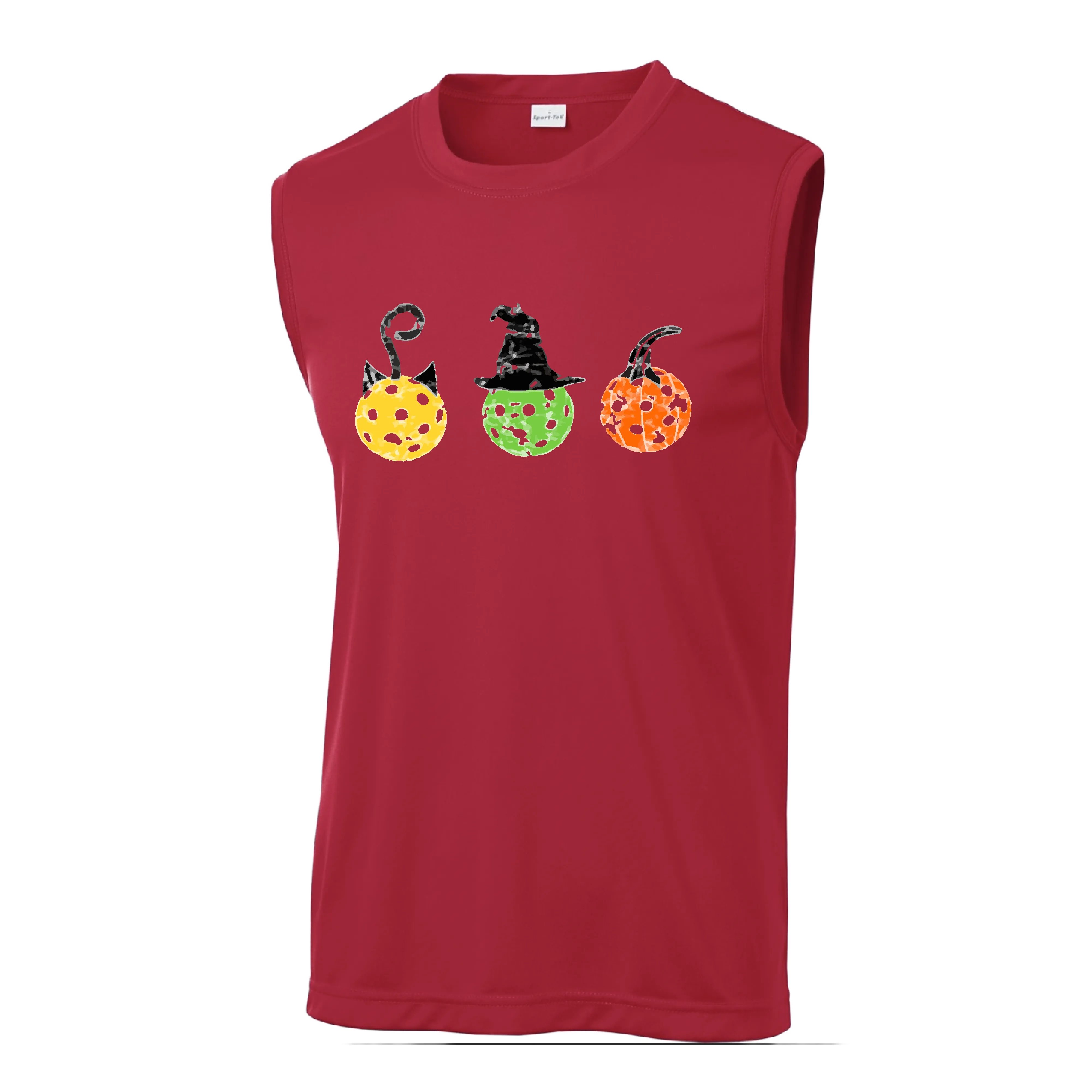 Cat Witch Pumpkin  | Men's Sleeveless Athletic Shirt | 100% Polyester