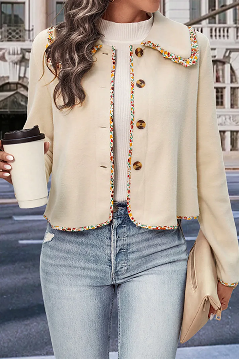 Celebrities Elegant Solid Patchwork Buttons Turndown Collar Outerwear