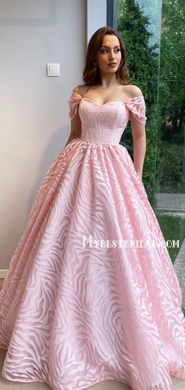 Charming Off-shoulder A-line Lace Simple Long Prom Dresses, PDS0226