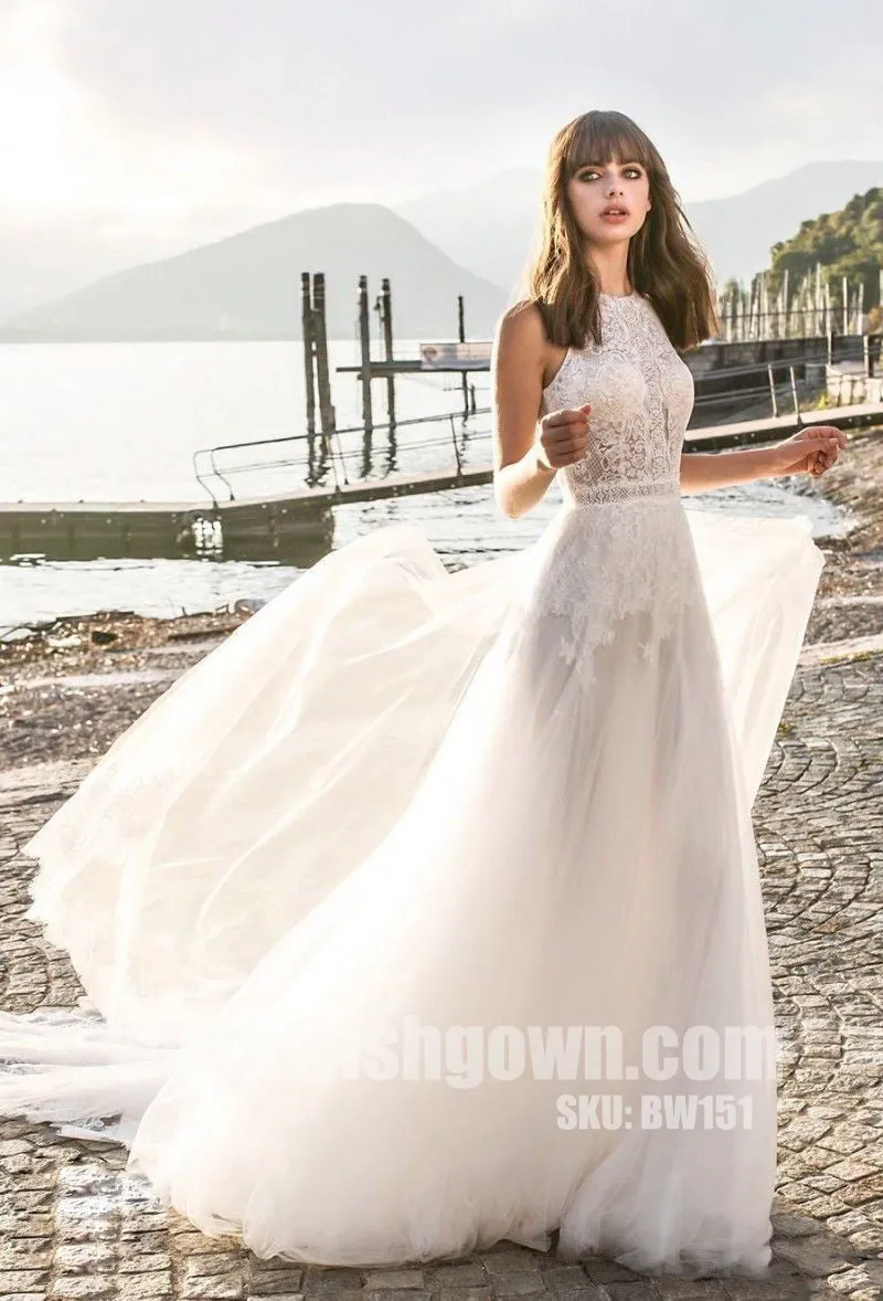 Charming Popular Tulle Lace Elegant Inexpensive Long Wedding Dresses, BW151