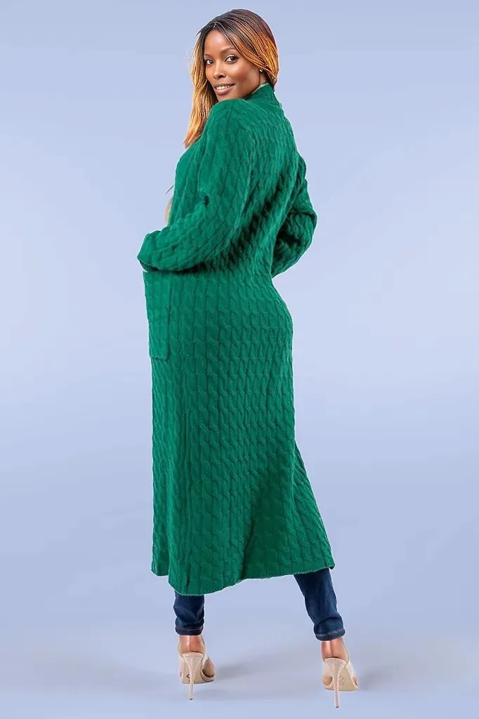 Chic Comfort Maxi Sweater Cardigan |Green